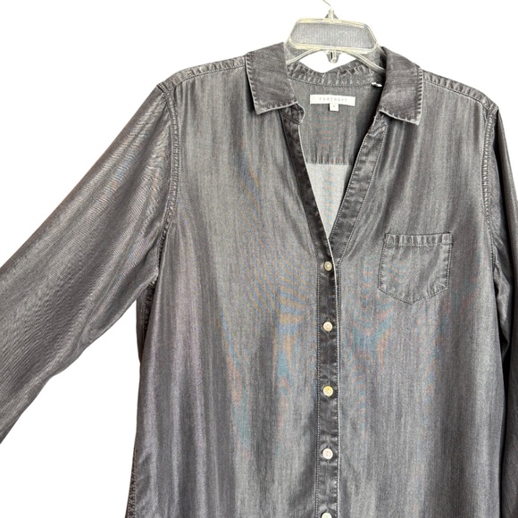 Foxcroft 100% Tencel Charcoal Gray Button Front Shirt Women's Size 16 - Picture 5 of 9